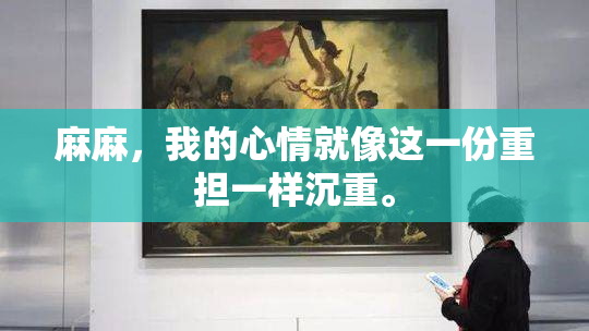 麻麻，我的心情就像这一份重担一样沉重。