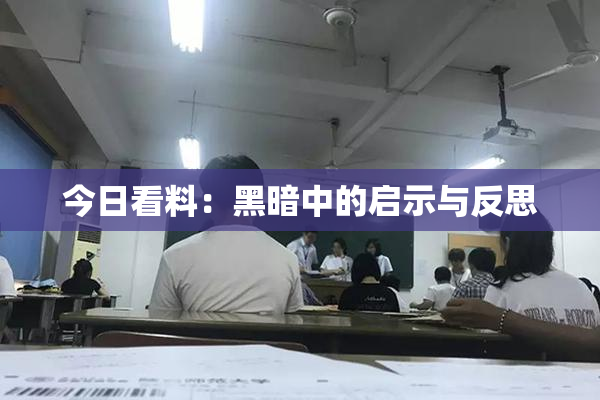 今日看料：黑暗中的启示与反思