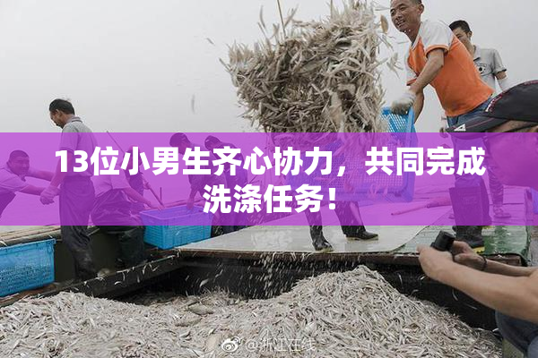 13位小男生齐心协力，共同完成洗涤任务！