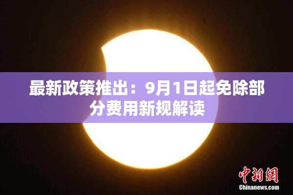 最新政策推出：9月1日起免除部分费用新规解读