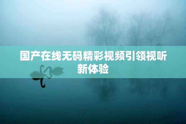 国产在线无码精彩视频引领视听新体验