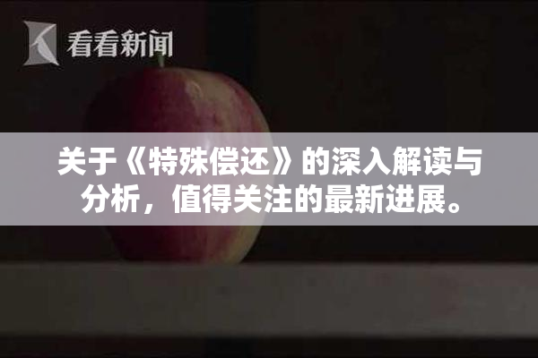关于《特殊偿还》的深入解读与分析，值得关注的最新进展。