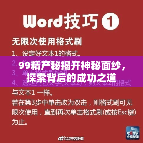 99精产秘揭开神秘面纱，探索背后的成功之道