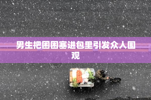 男生把困困塞进包里引发众人围观