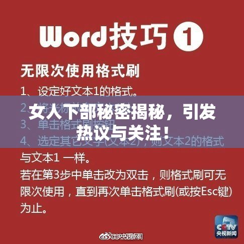 女人下部秘密揭秘，引发热议与关注！