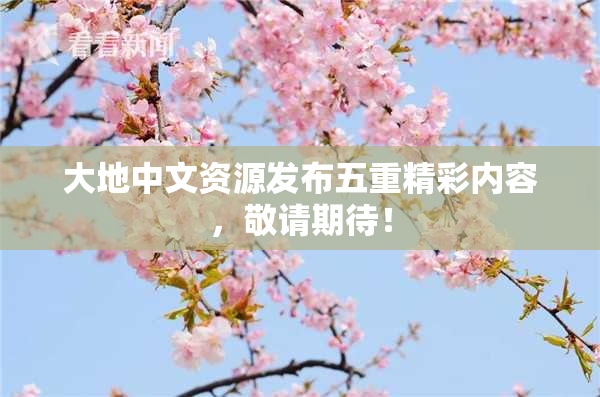 大地中文资源发布五重精彩内容，敬请期待！