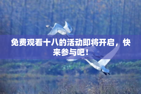 免费观看十八的活动即将开启，快来参与吧！