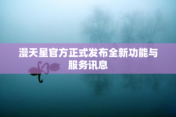 漫天星官方正式发布全新功能与服务讯息