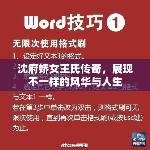 沈府娇女王氏传奇，展现不一样的风华与人生