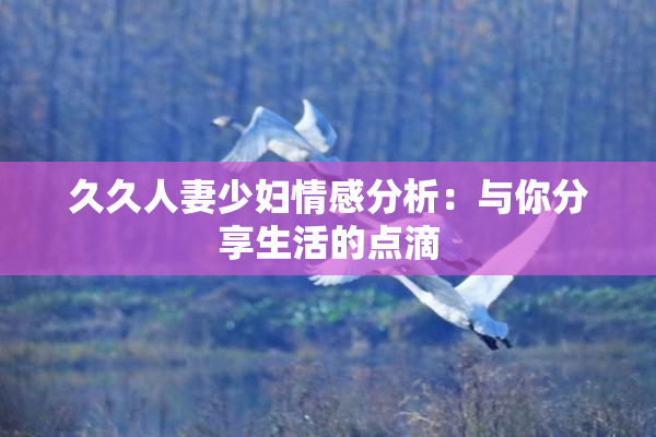 久久人妻少妇情感分析：与你分享生活的点滴