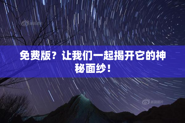 免费版？让我们一起揭开它的神秘面纱！