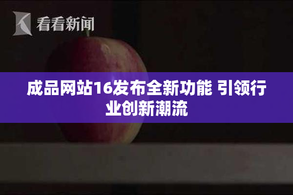 成品网站16发布全新功能 引领行业创新潮流